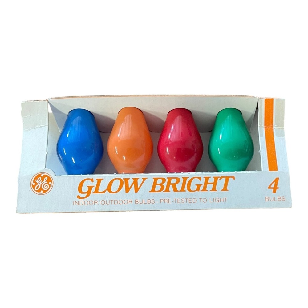 Vintage GE Glow Bright C7-CC Christmas Holiday Light Bulbs 4 Pack NOS